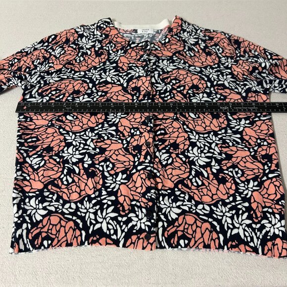 Crown & Ivy Cardigan Sweater Womens XL Orange Black White Elephants Palm Trees - Picture 11 of 11